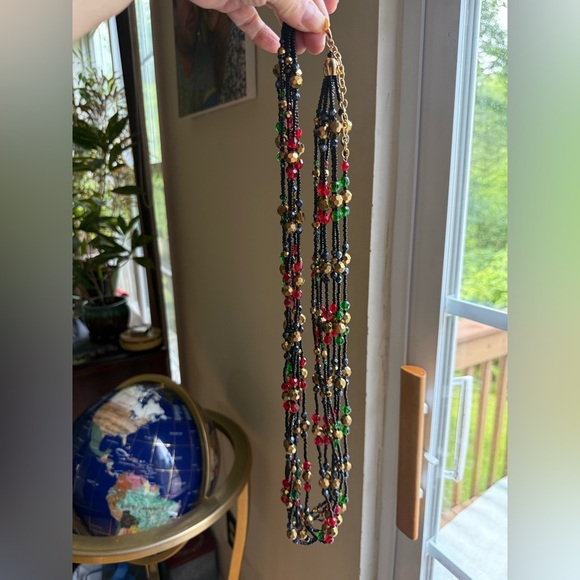 Joan Rivers Vintage 32” 8-Strand Beaded Necklace – Red, Green, Gold, Black - Picture 4 of 4